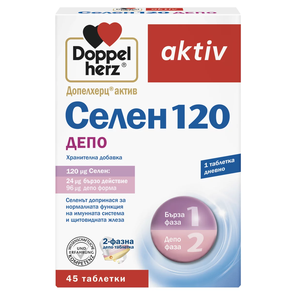 Illustration of the product packaging Допелхерц актив СЕЛЕН 120 ДЕПО front view